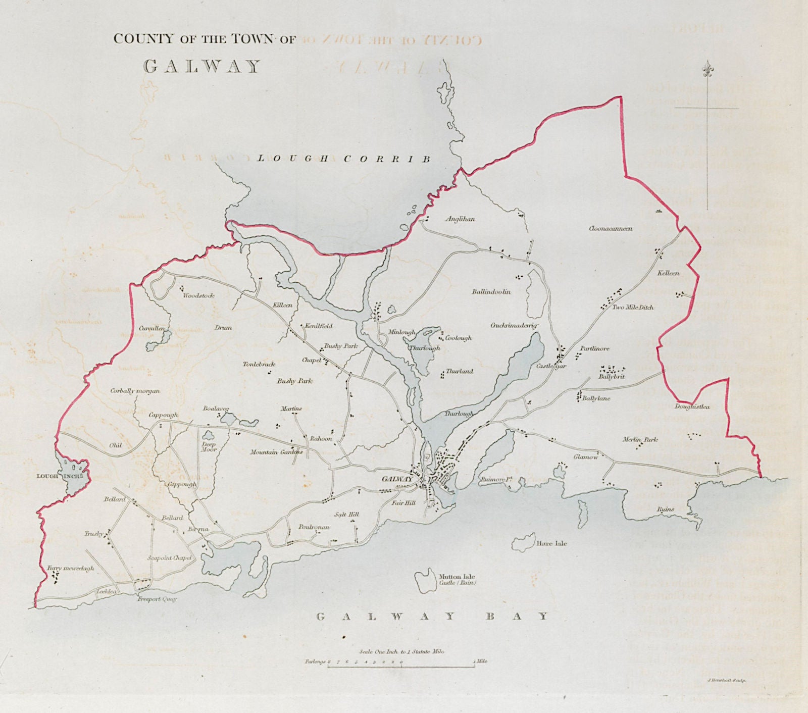 'COUNTY OF THE TOWN OF GALWAY' borough plan. REFORM ACT. Connaught 1832 map